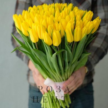101 желтый тюльпан без упаковки