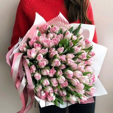 Букет из 101 нежно-розового тюльпана