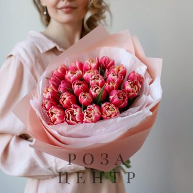 25 пионовидных тюльпанов премиум