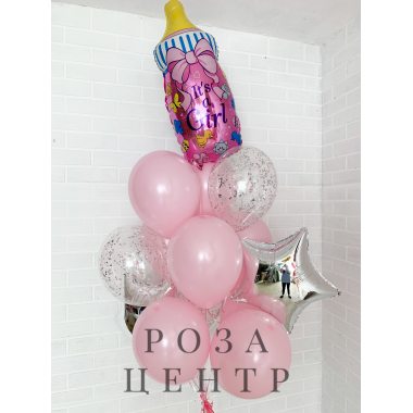 Букет воздушных шаров с гелием на рождение девочки № 45