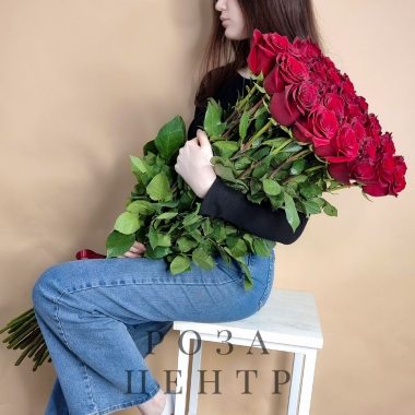 Высокие красные розы 130 см (41 шт.)