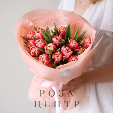 Яркие тюльпаны голландские в нежном оформлении (15 шт) №1562